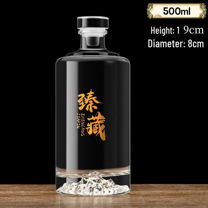500ml Premium Glass Baijiu Bottle - Ancient Wine Design, Custom Logo Option