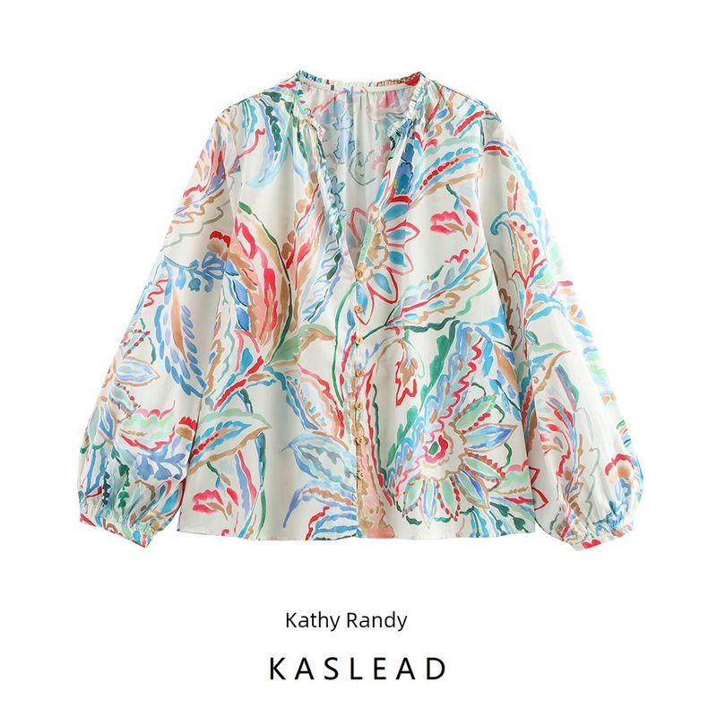 Kaslead New Arrival Women's Fashion Style Fashion Minimalist Print Poplin Shirt 2581185