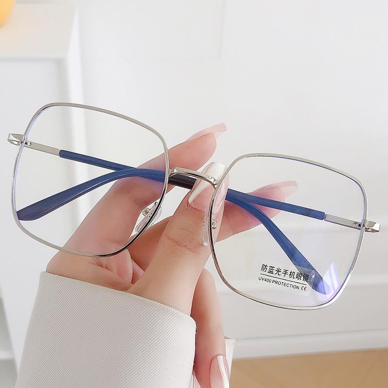 

Anti-Blue Flat Glasses Women S Literary Retro Metal Glasses Large Frame Men S Glasses Frame Baiping anti-blue lenses