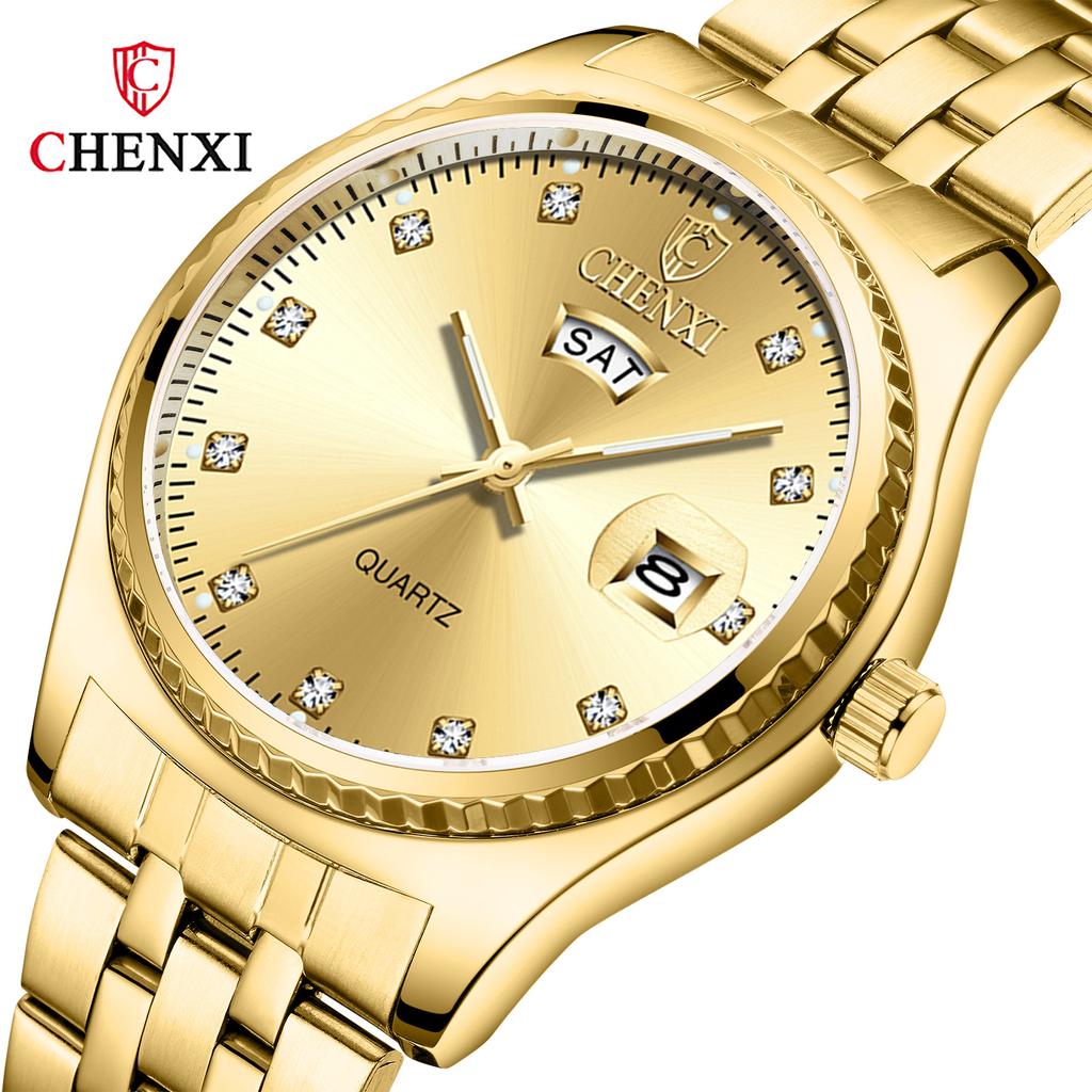 Nuovo orologio da uomo di lusso di marca TOP con scatola doppio orologio da calendario Orologio da uomo d'affari dorato Orologi al quarzo da uomo
