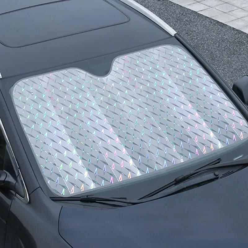 Car Laser Front Window Sun Shade Mat Pad Thick Laser Season Thermal Insulation Visor SUV Off-Road for Auto Styling Accessories