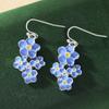 Elegant Bohemian Blue Flower Pendant Earrings for Women, Exquisite Daily Wear, New Year, Christmas, Holiday Jewelry Gifts