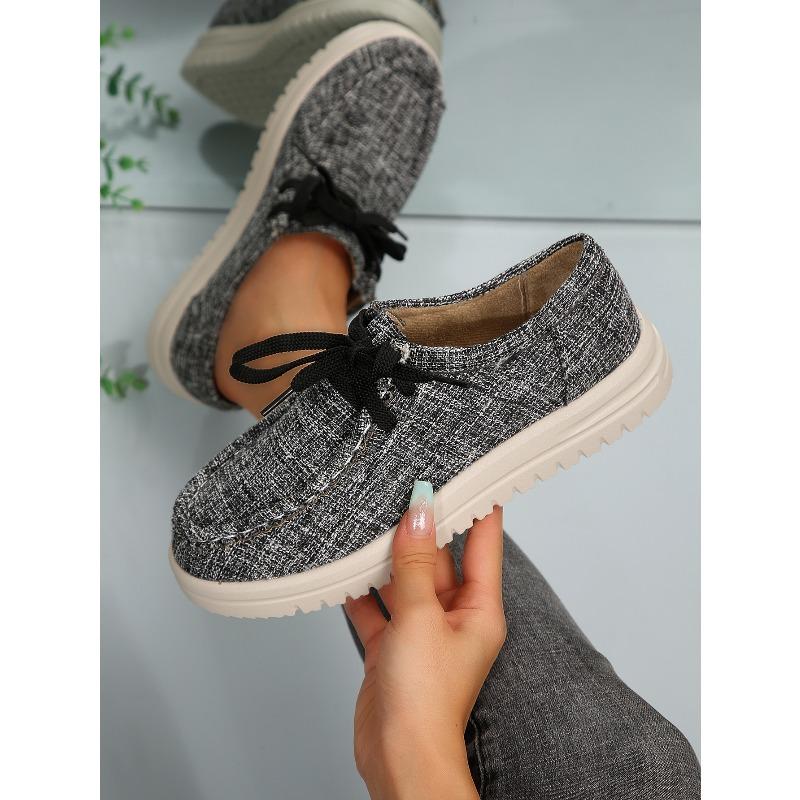 Lace-up Sneakers Women's Fall 2025 New Plus-size Platform Comfortable Canvas Shoes