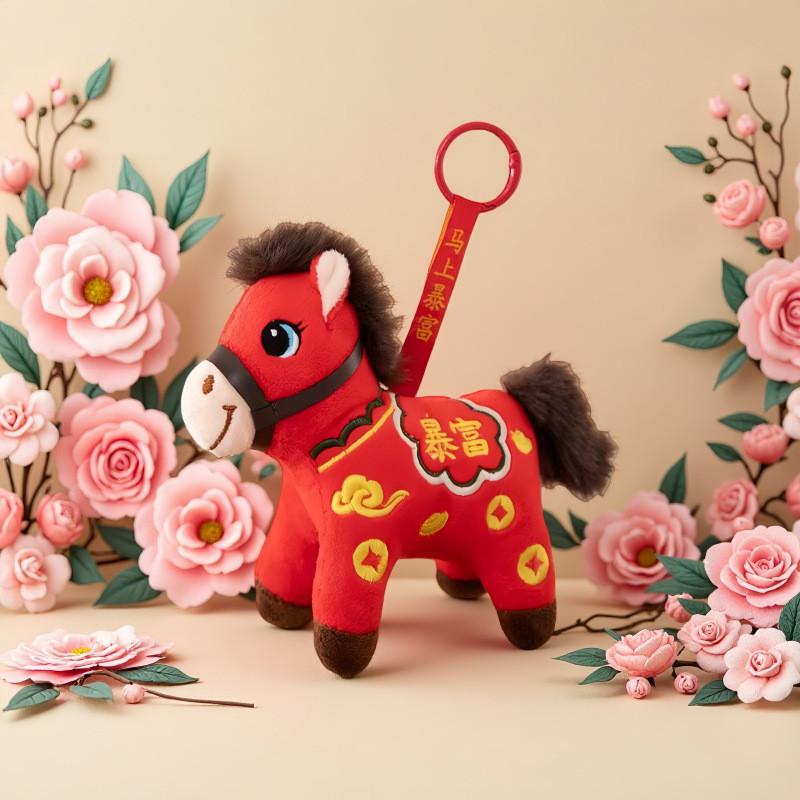 Year Of The Horse Plush Toy With Pp Cotton Filling For Chinese New Year Gift Collection