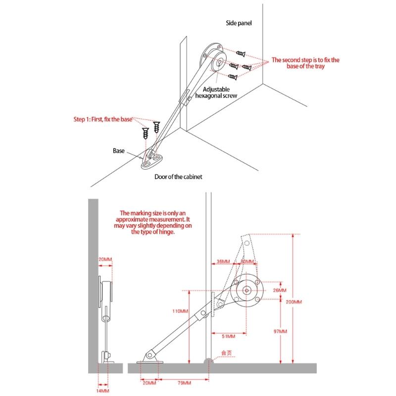 Heavy Duty Cabinet Door Lift Support with Quiet Operation Metal Hydraulic Hinge for Wardrobe Overhead Hinge Mechanism