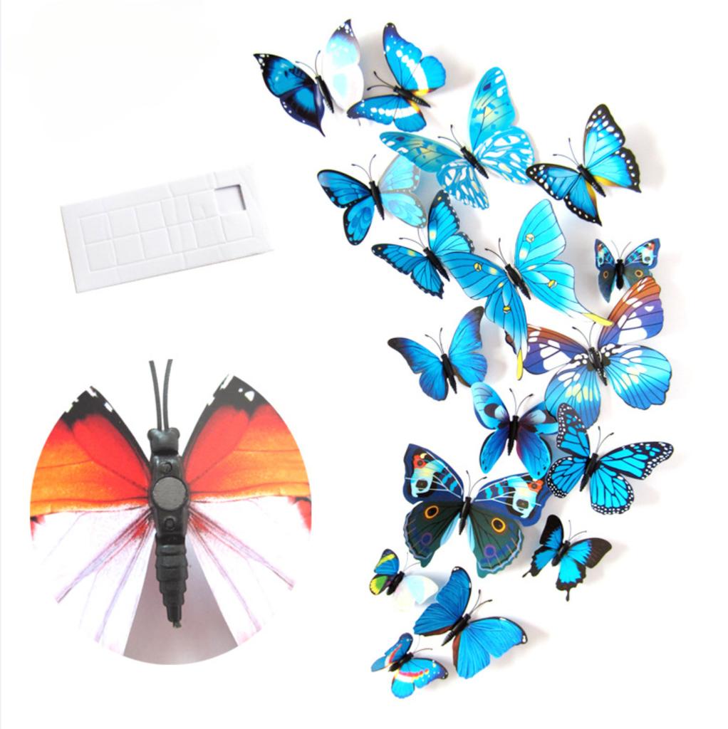 12Pcs Simulated Butterfly Creative Home Background Butterfly Three-dimensional Stickers for Children's Room Wall Decoration 3D Butterfly Wall Stickers