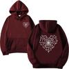 Gothic Spiderweb Print Hooded Sweatshirt Unisex Oversized Pullover With Ribbed Hem Fall