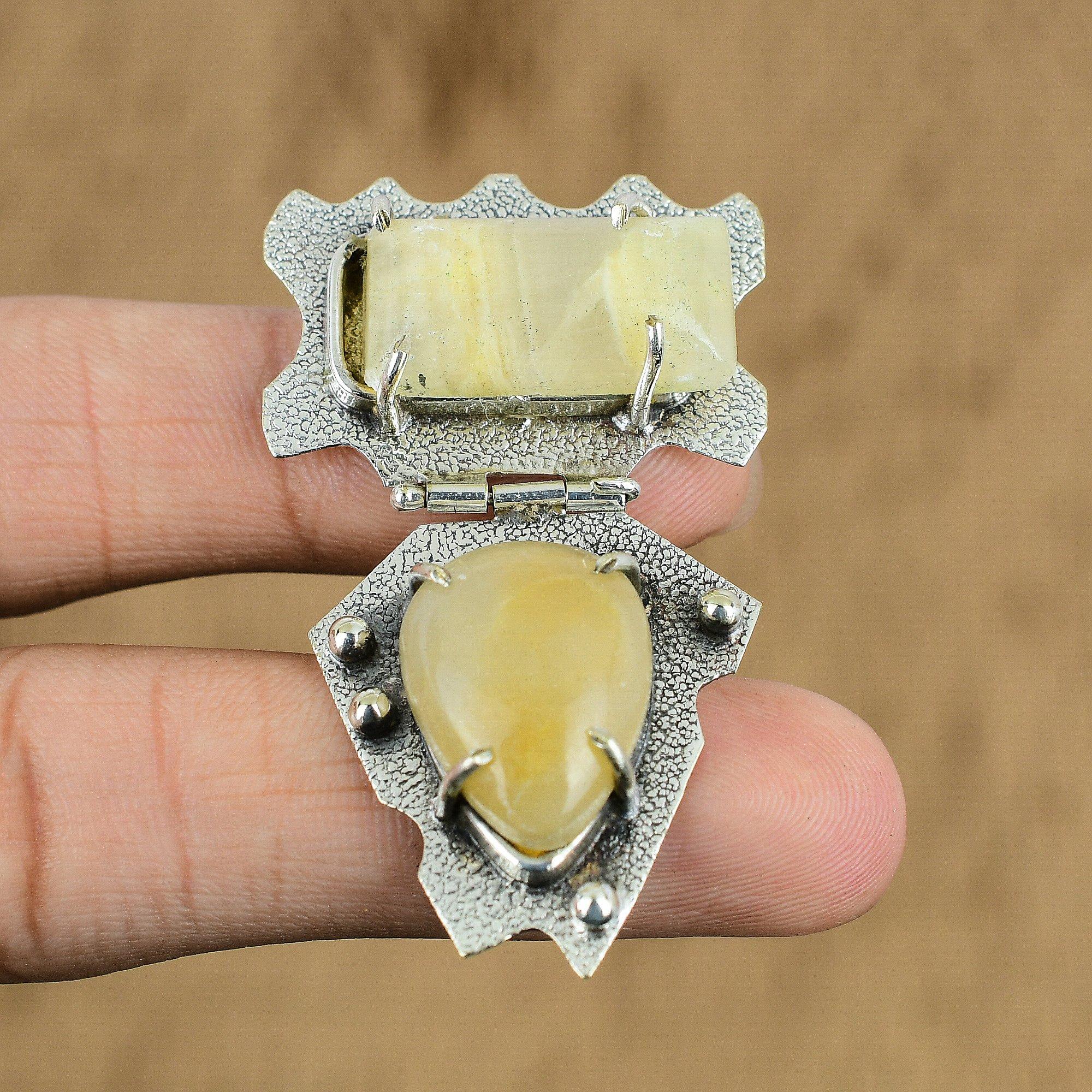 

Wedding Gift For Her 925 Silver Natural Yellow Aventurine Gemstone Pendant