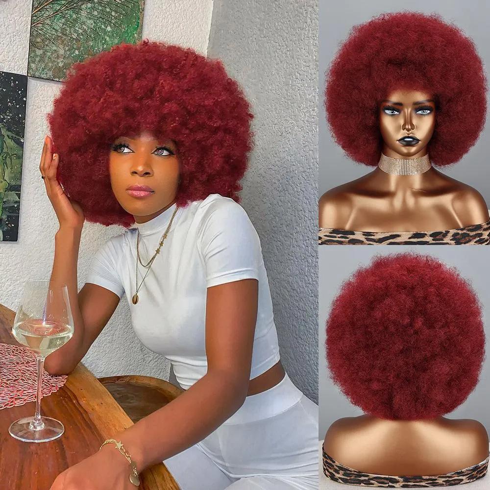 MISS WIG Synthetic Short Curly Wig African Curlys Large Roll Wig Daily Cosplay High Temperature Fiber Wig For Women Wear