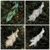Realistic Christmas Peacock Ornaments Long Tail Peacock Bird Figurine  Xmas Tree Decoration