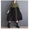 Niche Long Sleeve Loose Patchwork Pleated Dress