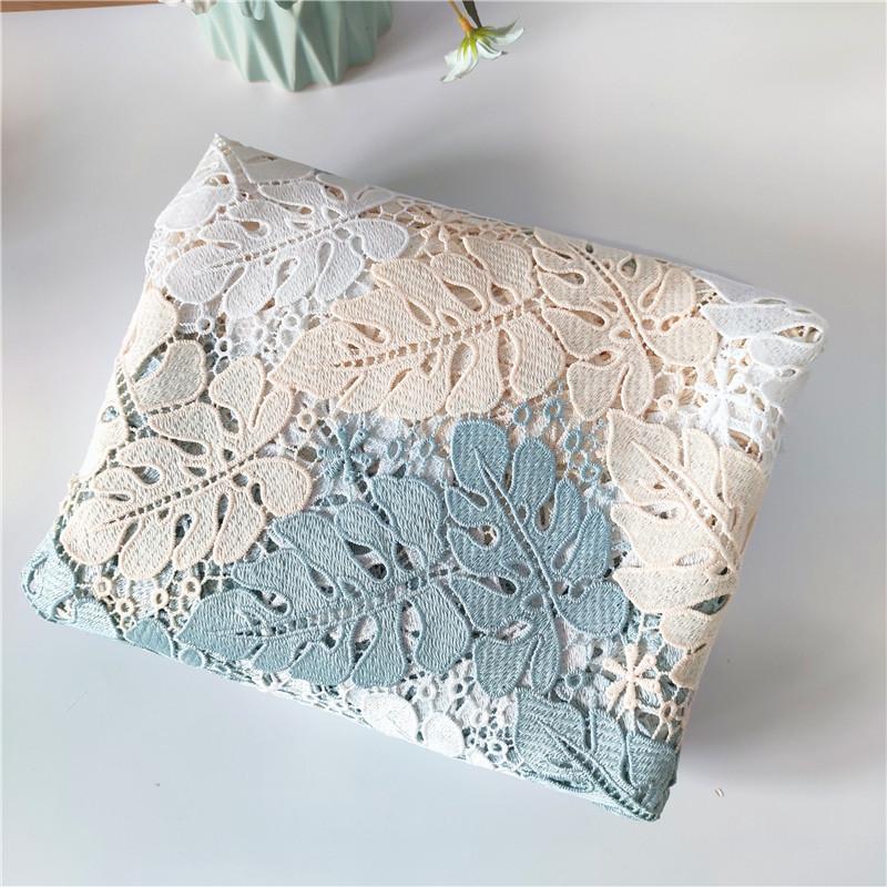 50Cmx130Cm French Tulle Lace Fabric 2024 High Qulity Water-Soluble 3D Embroidery Hollow Leaf Fabric Wedding Dress Skirt Fabric