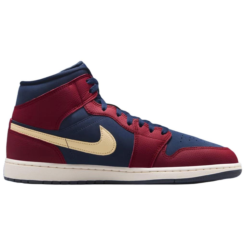Air Jordan 1 Mid SE Team Red Obsidian Men Sneakers Pale-Vanilla IO7449-600
