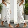 Women Pants, Drawstring Adjustable Waistband High Waist Summer Pants, Pure Color Loose Fit Casual Trousers for Travel Work School Daily Wear