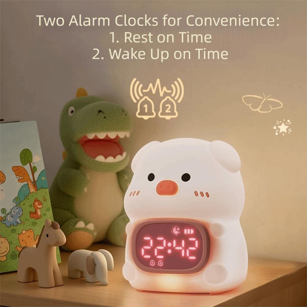 Pig/Frog Shape Toddler Sleep Training Clock 7 Colors Night Light New Alarm Clock for Kids Gifts