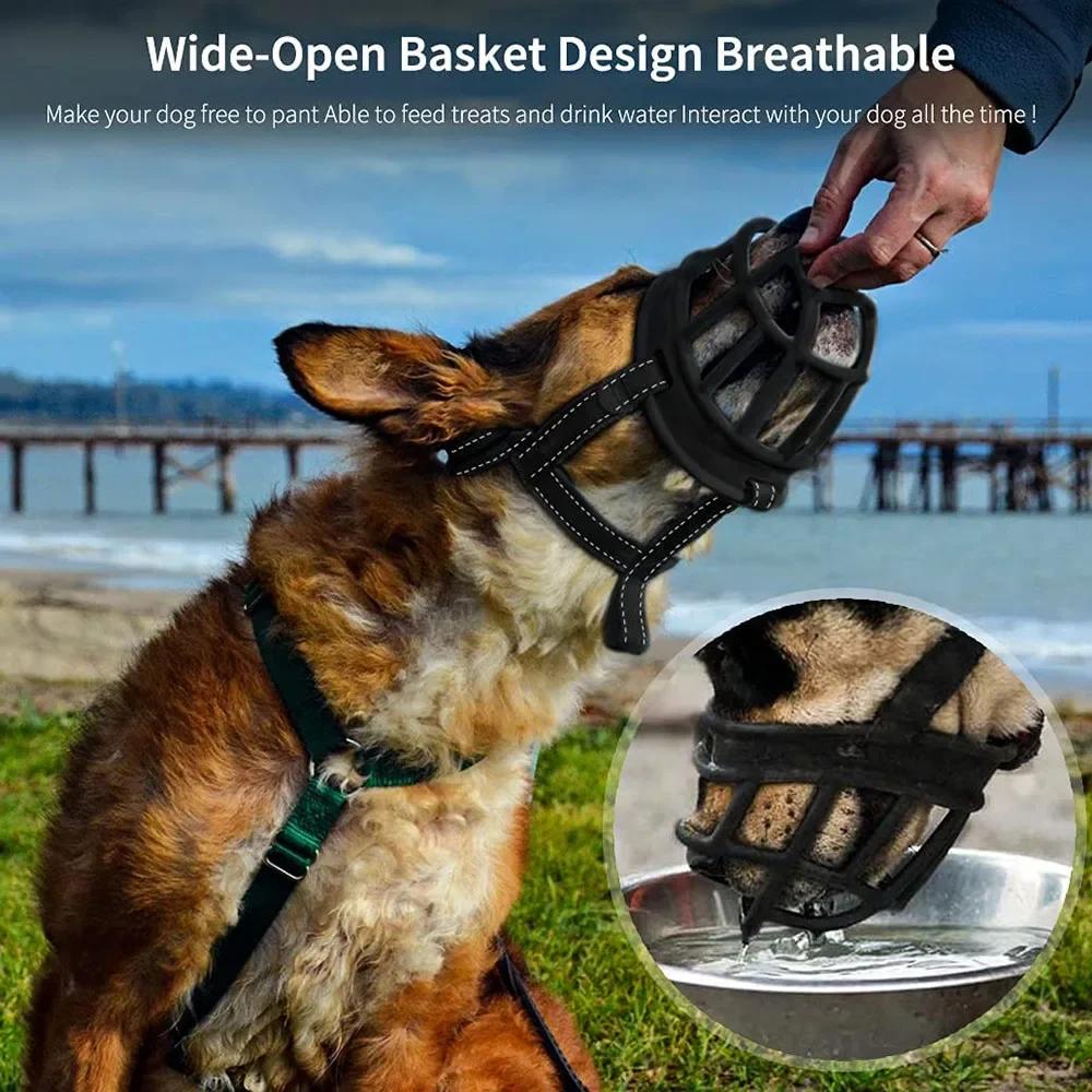 Comfortable Soft Rubber Dog Basket Muzzle Anti Biting Chewing Sturdy Dog Muzzle Pet Cage Mouth Cover for Small Medium Large Dogs