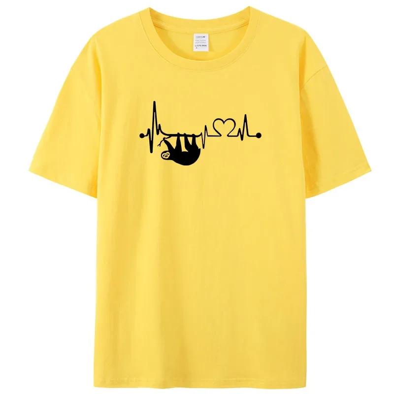 High Quality Cotton Oversized T-shirt Men's Fashion Loose Summer Women's Short Sleeved Top The Sloth Printed Top