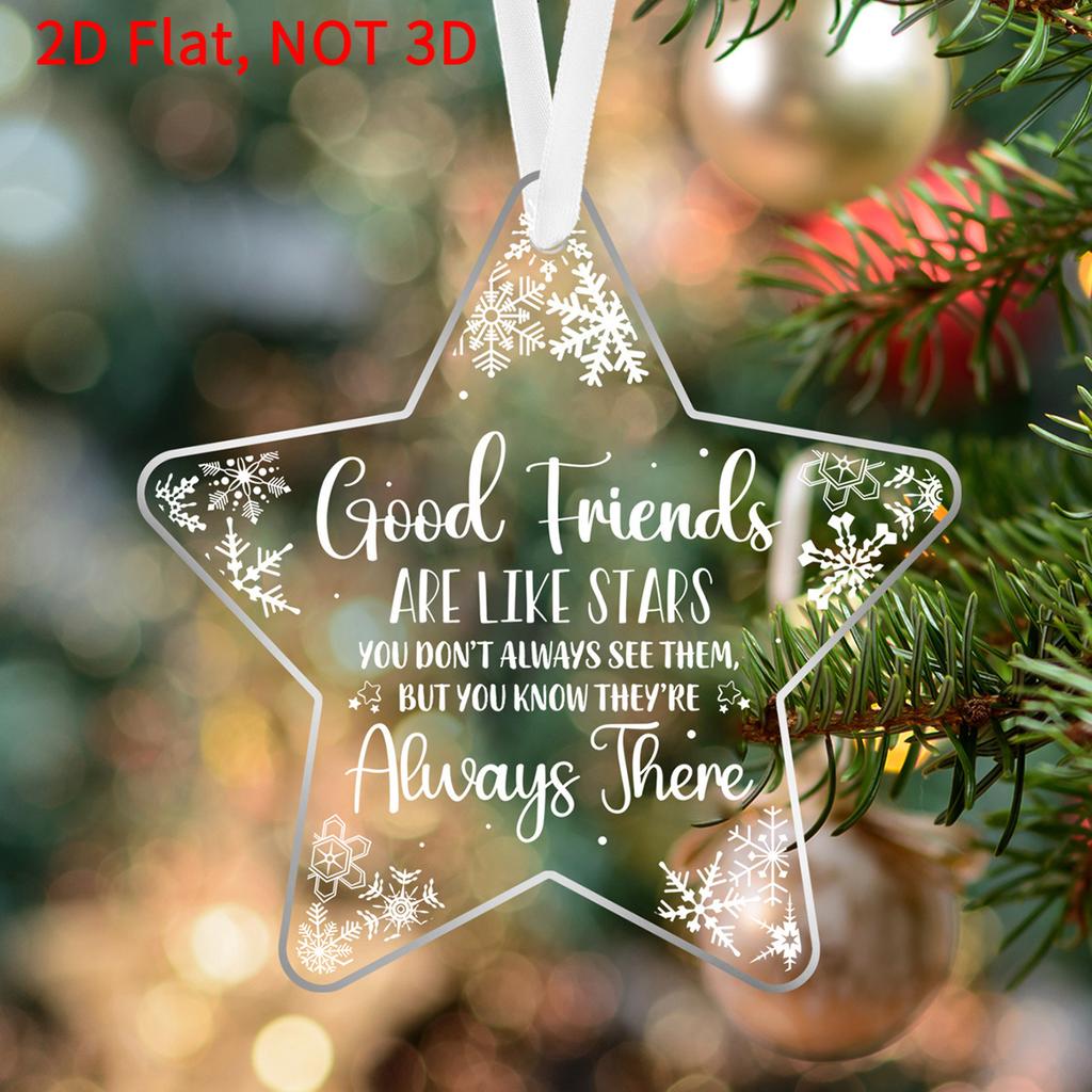 1pc 2D Flat - Boho Style Acrylic Star Ornament, Hanging Decor for Christmas Tree, Window, Fireplace