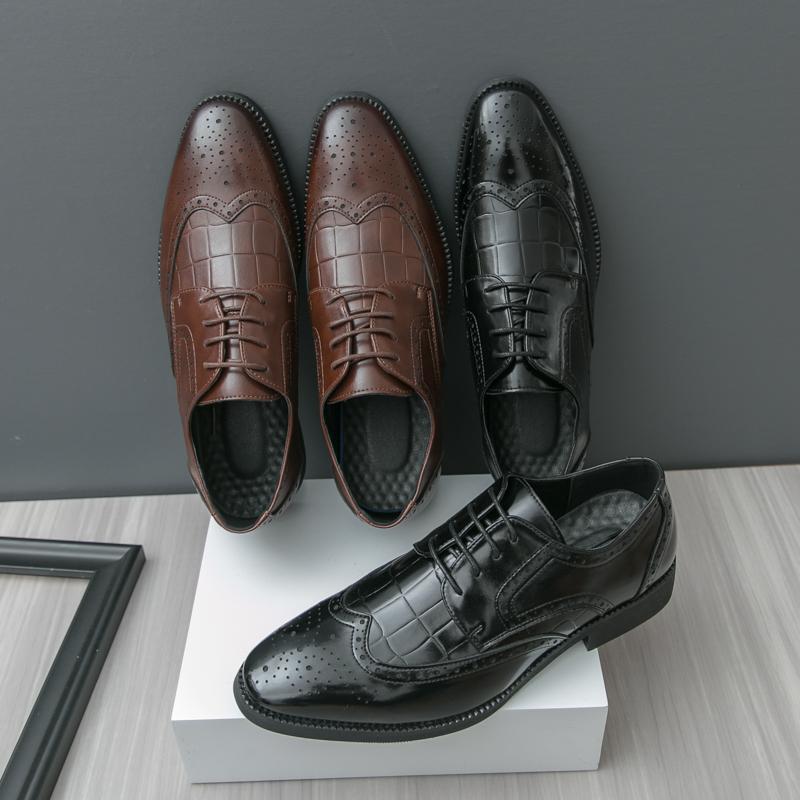 Fashion Size 38-46 Retro Men Formal Leather Shoes Men Lace-up Business Fashion Suit Leather Shoes Wedding Banquet Shoes Size 38-46