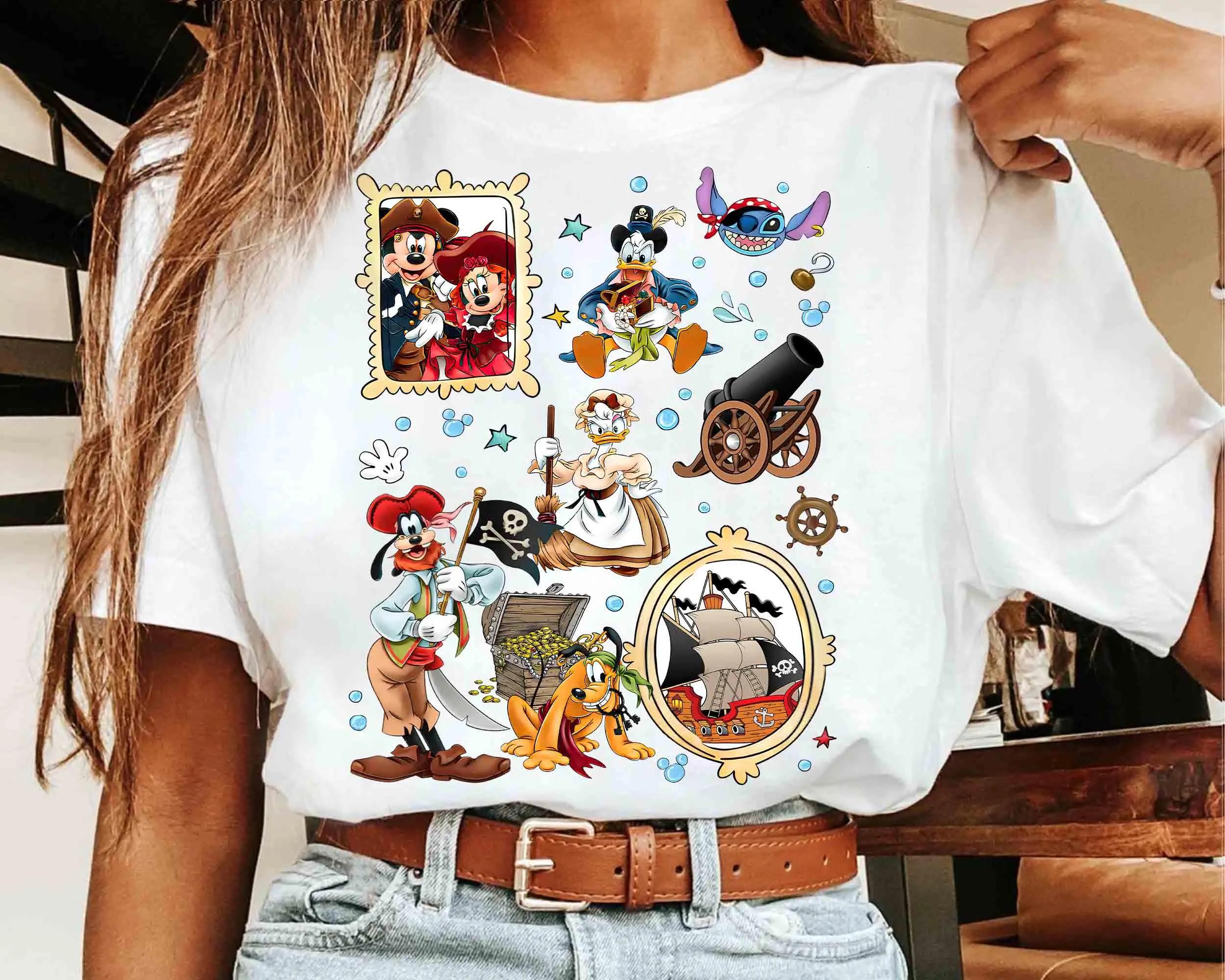 Coquette Bows Watercolor Disney Pirates Shirt Yo Ho Yo Ho A Pirates Life for Me Mickey Friends Disney Cruise Shirt S