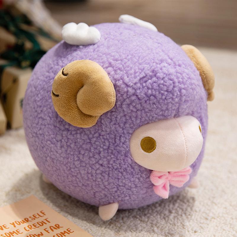 Decoration 25cm Cartoon Cute Round Sheep Plush Doll Pillow Purple Pink Green Argali Goat Toy Home Decoration Gift For Children