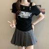 Women's Plus Size Chic Waist-Cinched Short-Sleeve Slim Off-Shoulder Top - Summer New Arrival