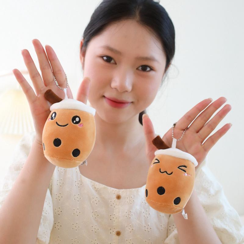 Cute Milk Tea Cup Pendant Plush Toy Cartoon Milk Tea Doll Bag Pendant Keychain