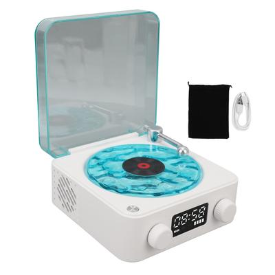Vintage Record Player Bluetooth Speaker 4 Modes Portable Wireless Turntable Stereo Speaker with Clock and Soft Night
