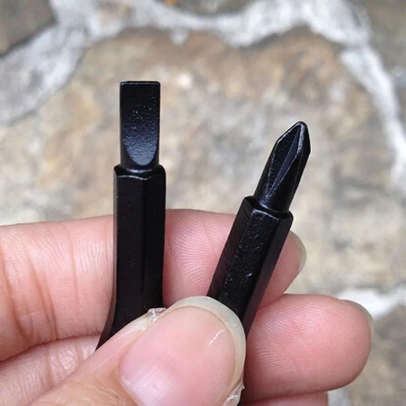 2PCS Keychain Screwdriver Set - Cross & Flat Head Mini Tool for EDC Camping, Stainless Steel Carabiner Locking Multi-Tool