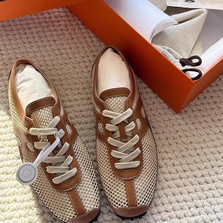 

Hollow breathable German training shoes women s summer 2025 new woven non-slip mesh flat bottom women s sports Forrest Gump shoes 40 бежевый