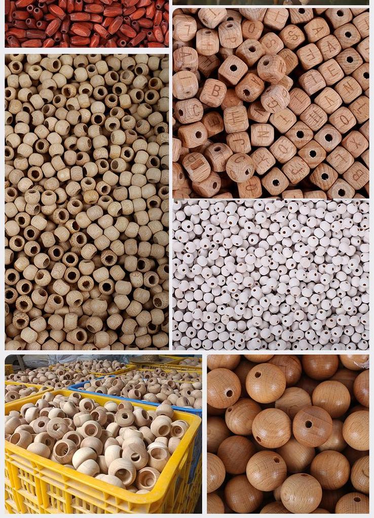 Eco-Friendly Solid Wood Colorful Beads – Natural and Mixed Hues