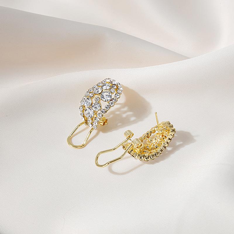 Elegant Zirconia Hollow Earrings High-End Feel Sensible Niche Design Full Diamond Ear Decorations For Girls Women