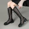 Internet Celebrity Boots Women's Summer Boots 2025 New Versatile Hollow Long Boots Cool Boots Mesh Breathable High Boots Martin Boots