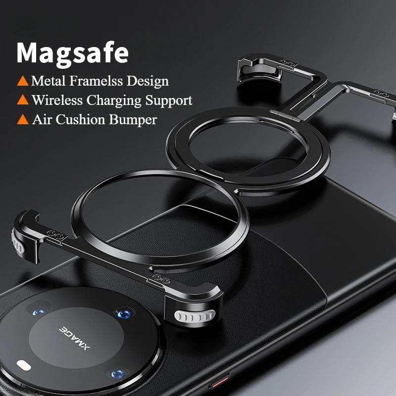 Oatsbasf for Huawei mate X2/X3/X5/X6 Phone Case with Adjustable Ring Stand Magsafe Metal Frameless Case Bumper Protective Cover