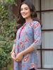 Blue Floral Printed Sequinned Pure Cotton Top