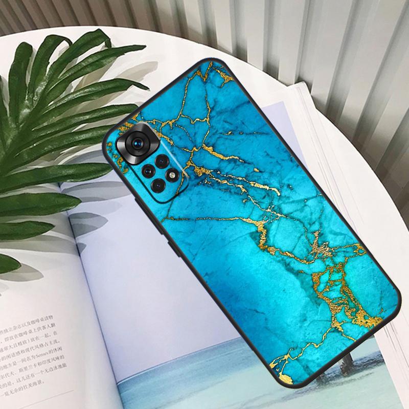 Teal Blue Gold Agate Marble Funda For Xiaomi Redmi Note 13 10 11 12 14 15 Pro Plus Case For Redmi 15C 12C 13C 14C 10C 15