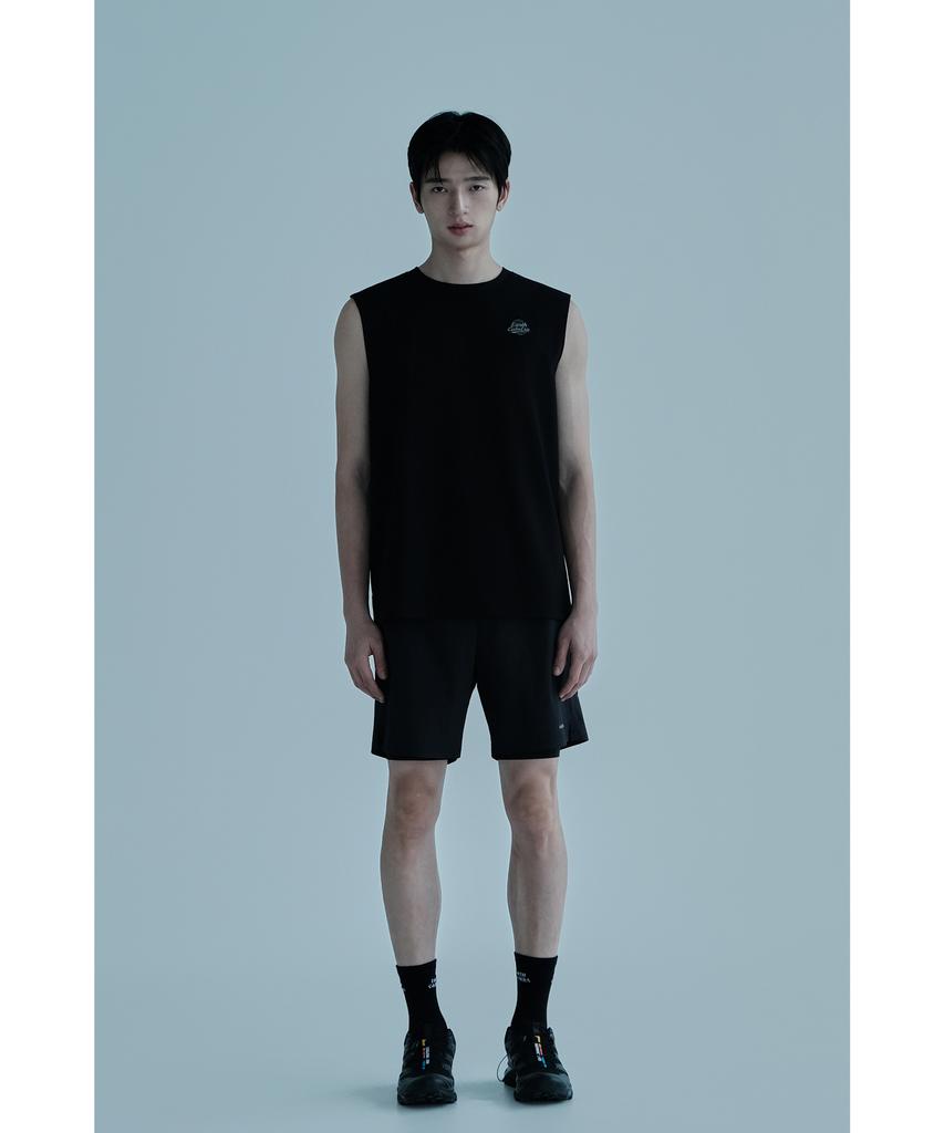 Eolseukamela [2-Pack] 2-In-1 Active 7-Inch Shorts_Half & Long Tights_Black