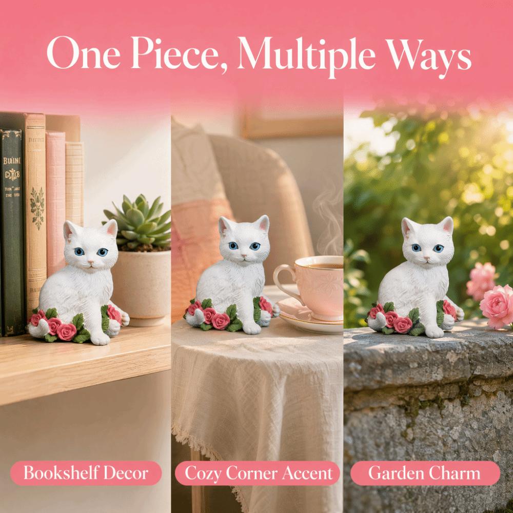 Stable Outer Coating Finish Outdoor Cat Statue Home Table Decoration Living Room Tabletop Figurine flower