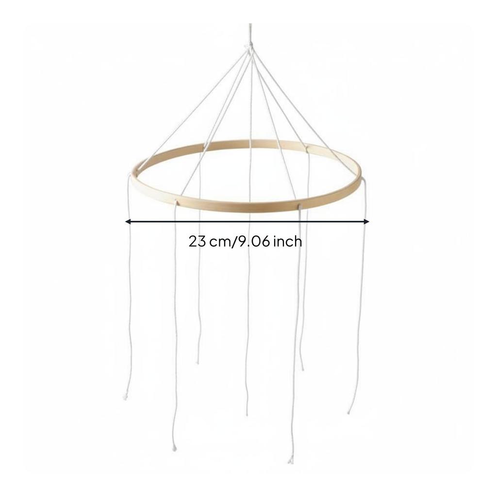 DIY Wooden Mobile Hoop Handmade Bamboo Crib Unfinished Nursery for Newborns, Infants