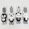 Stroller Bed Crib Hanging Bell Plush Doll Baby Infant Rattles Newborn Black White Visual Grab Ability Training Toy for Bebe Gift