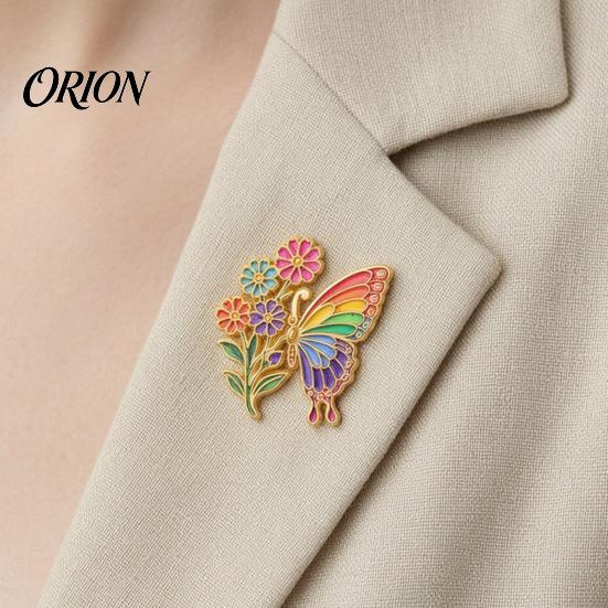 Floral Butterfly Brooch Enamel Flower Pin, Badge for Scarves Women, Inscet Shaped Pin Coats Sweaters