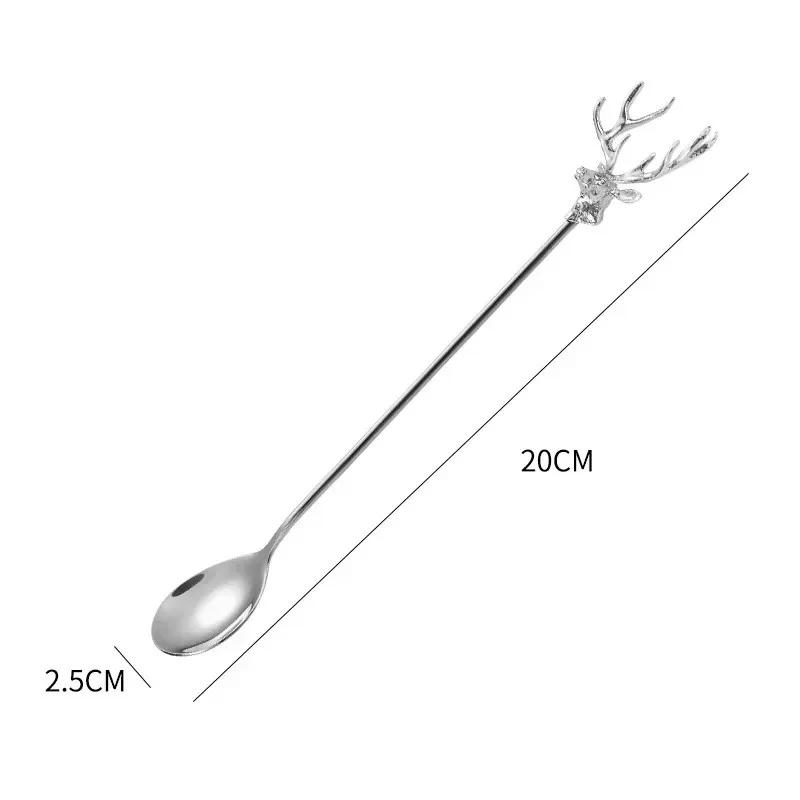 Stainless Steel Milu Deer Coffee Cake Spoon Fork Dessert Spoons Stirring Teaspoon Ice Cream Spoon Fruit Fork Kitchen Supplies