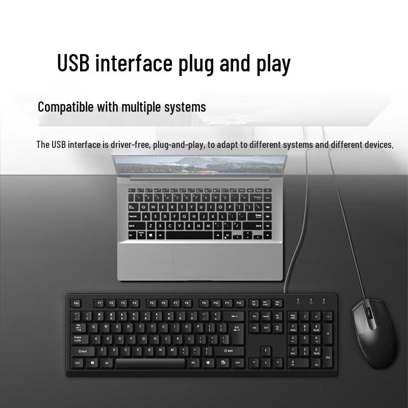 LINGSHE MK200 Wired USB Keyboard and Mouse Set