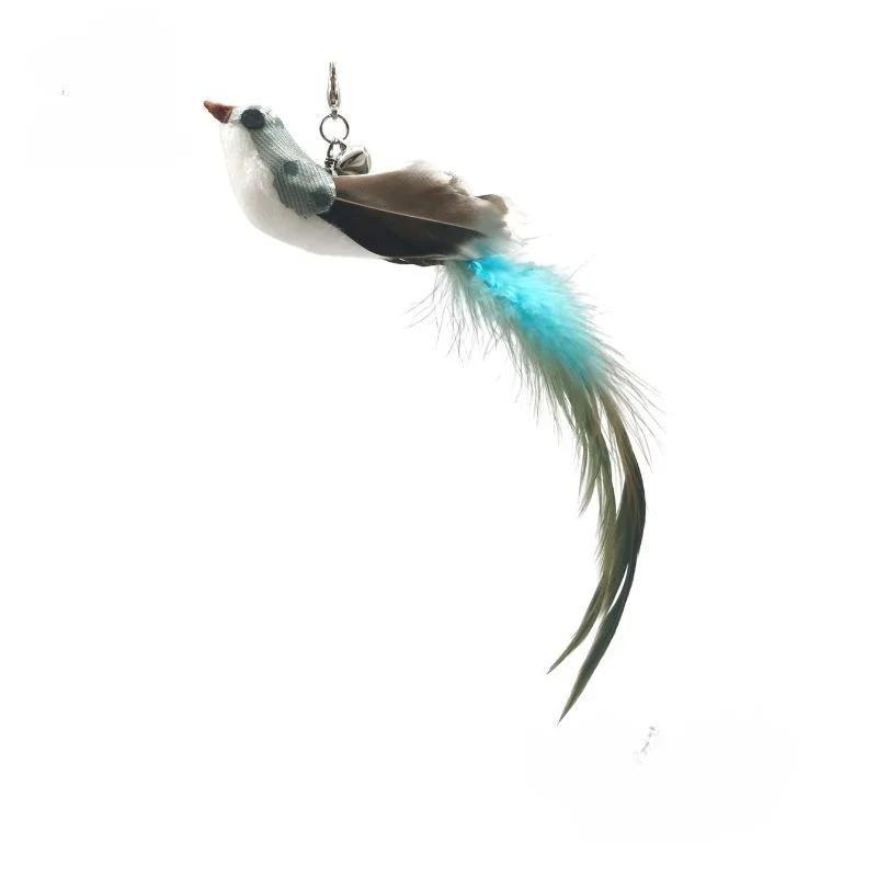 Cat Feather Toy Accessories False Birds Worm Toy with Bell Kitten Cat Toys Interactive Replacement Refill Foam Ball Training