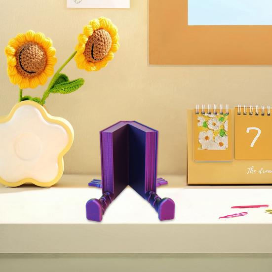 3D Printed Book Buddy Sitting Book Fidget Toy with Articulated Legs Tabletop Companion Book Figure for Home Desk Bookshelf Decor