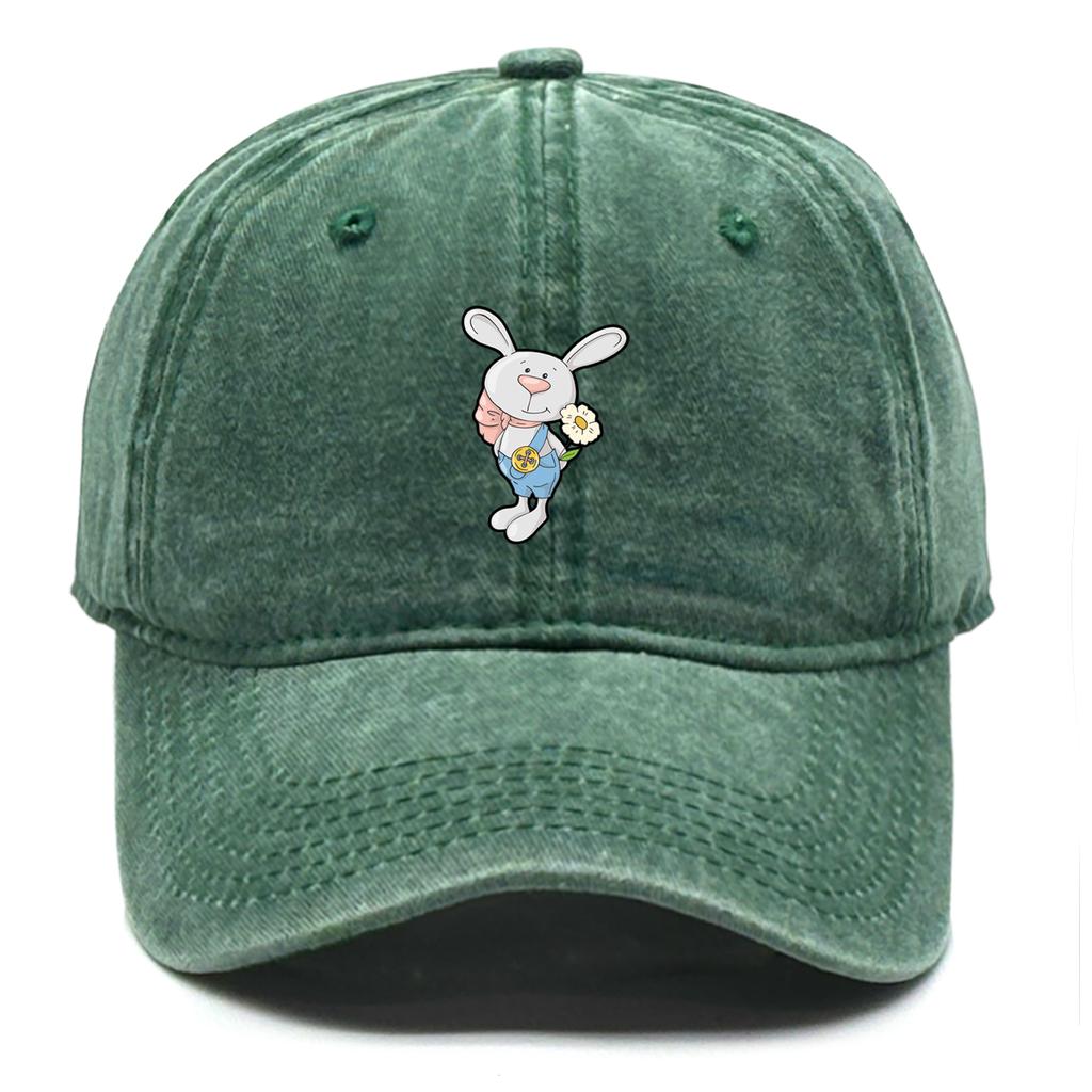 Cute Rabbit Printed Baseball Cap Adjustable Snapback Baseball Hat Solid Color Leisure Sport Hat For Golf Mountaineering Gifts