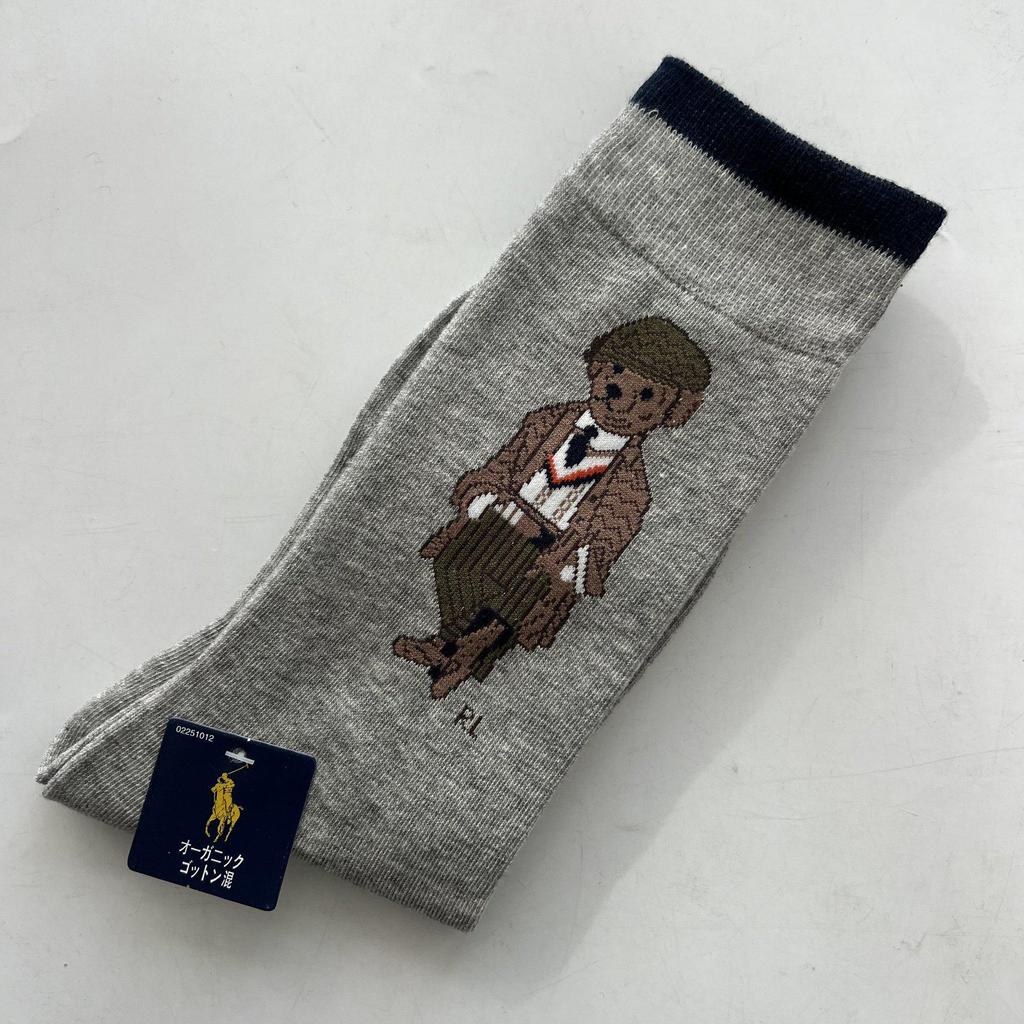 Trendy Mid-Calf Women's Cotton Socks - Four Seasons Style with Cartoon Little Bear Design