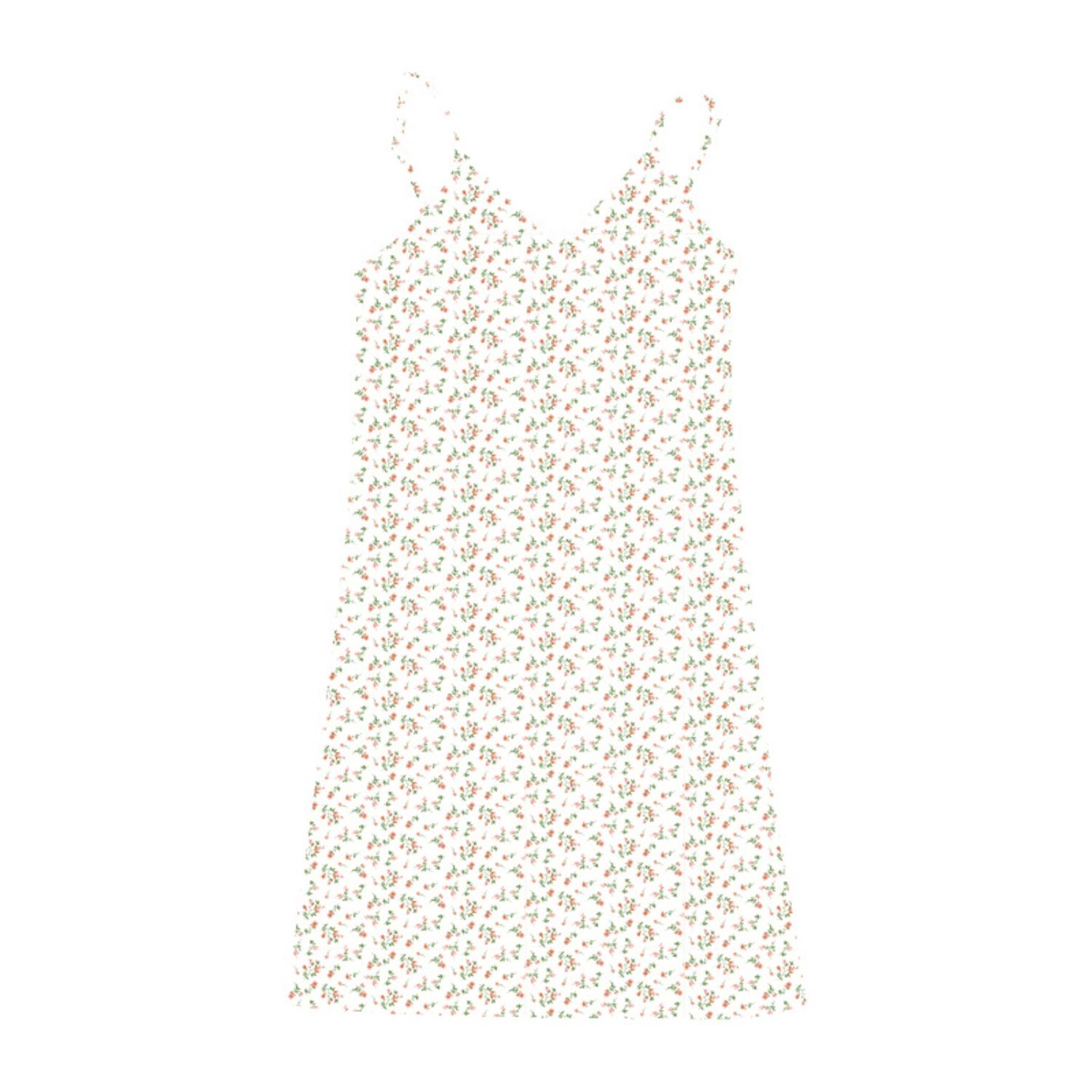 Women s V-Neck Sleeveless Floral Slip Dress High Waist A-Line Midi Summer Dresses S