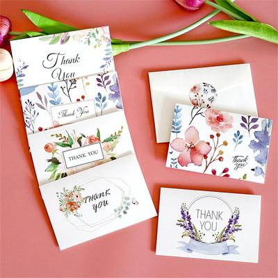 6 Sets Folding DIY Envelopes Stickers Flower Floral Greeting Cards Invitation Card Postcard Thank You Cards