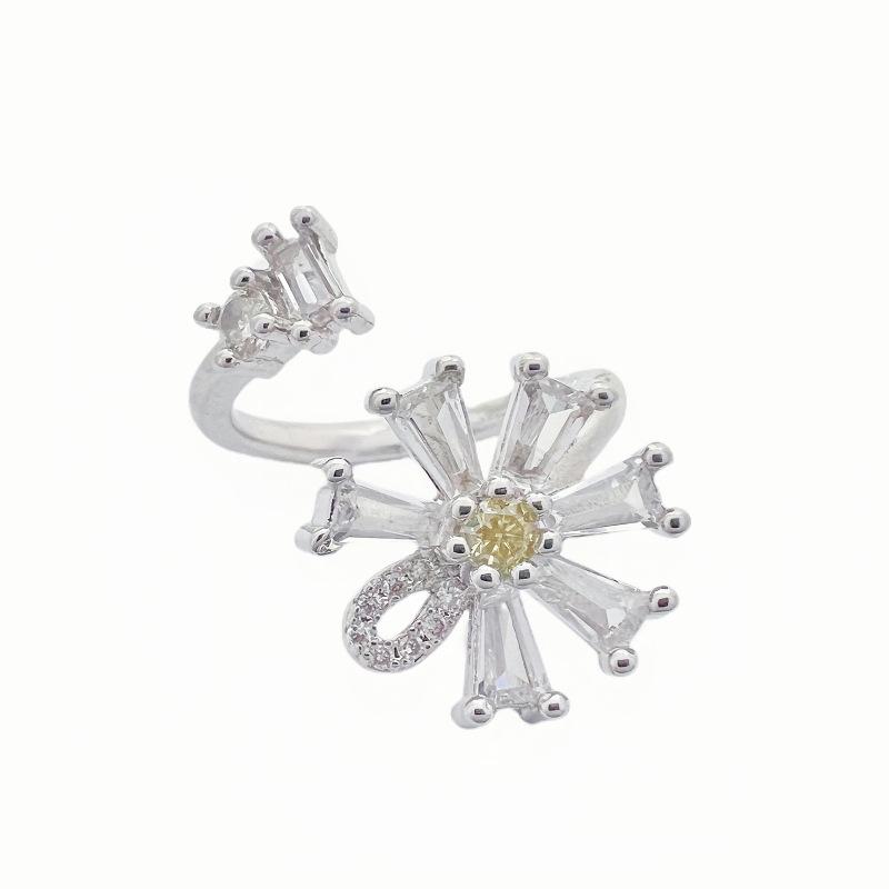 High-End Opening Adjustable Ring Imitation Chalcedony Heart-Shaped Niche Design Diamond-Set Light Luxury Personalized Fashion Ring Women